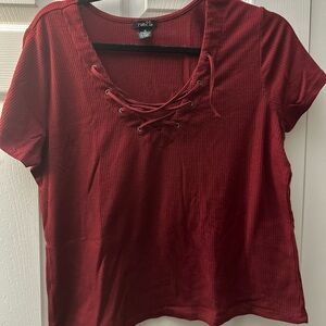 Women's Red Lace-Up Top